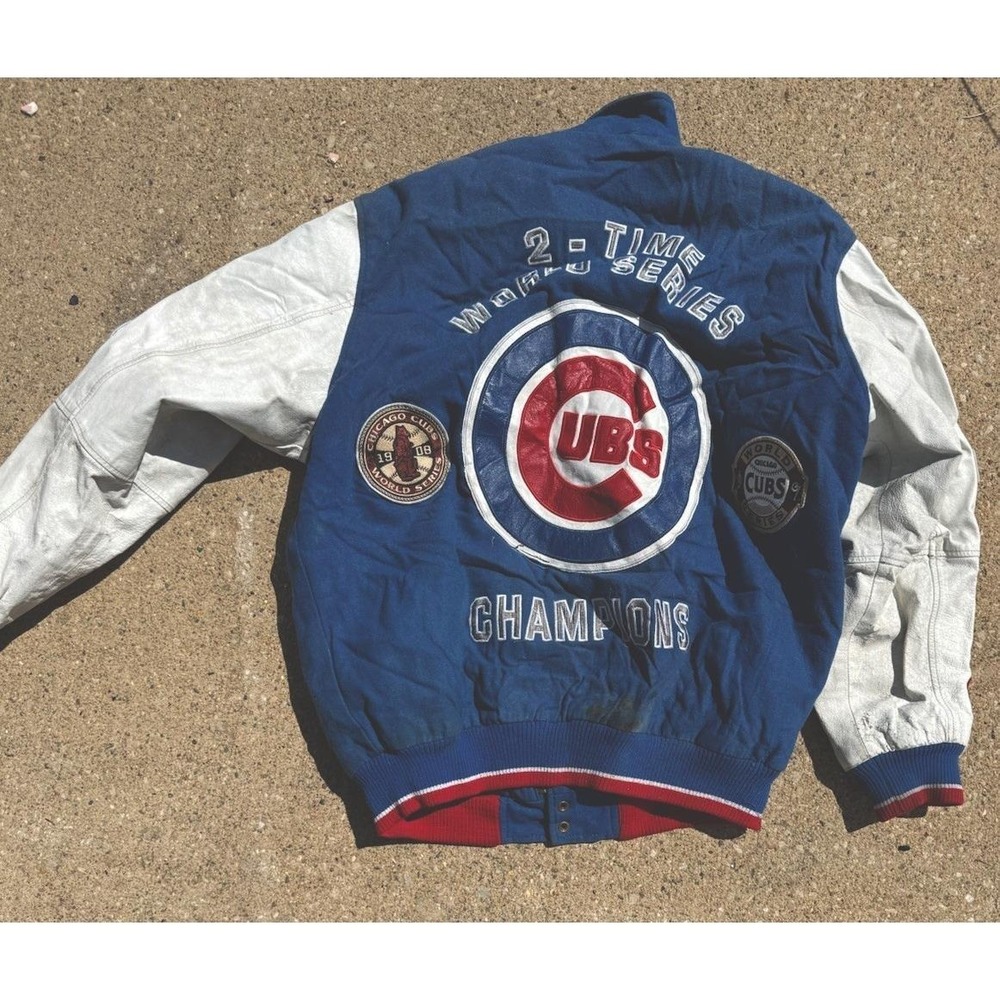 Vintage Chicago Cubs Leather Varsity Jacket G-III World Series Champs L